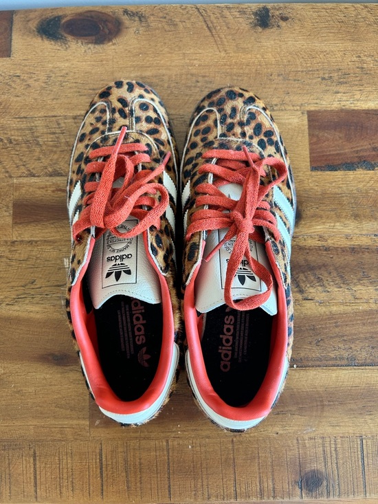 Adidas Leopard Print Sneakers with Red Laces and Cream Stripes - Picture 2 of 4